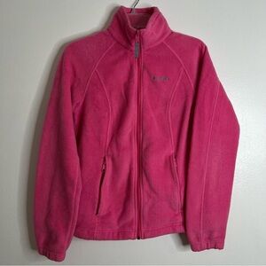 Columbia Womens Collared Pink Fleece Zip-up Jacket w/ Zipper Pockets Size M